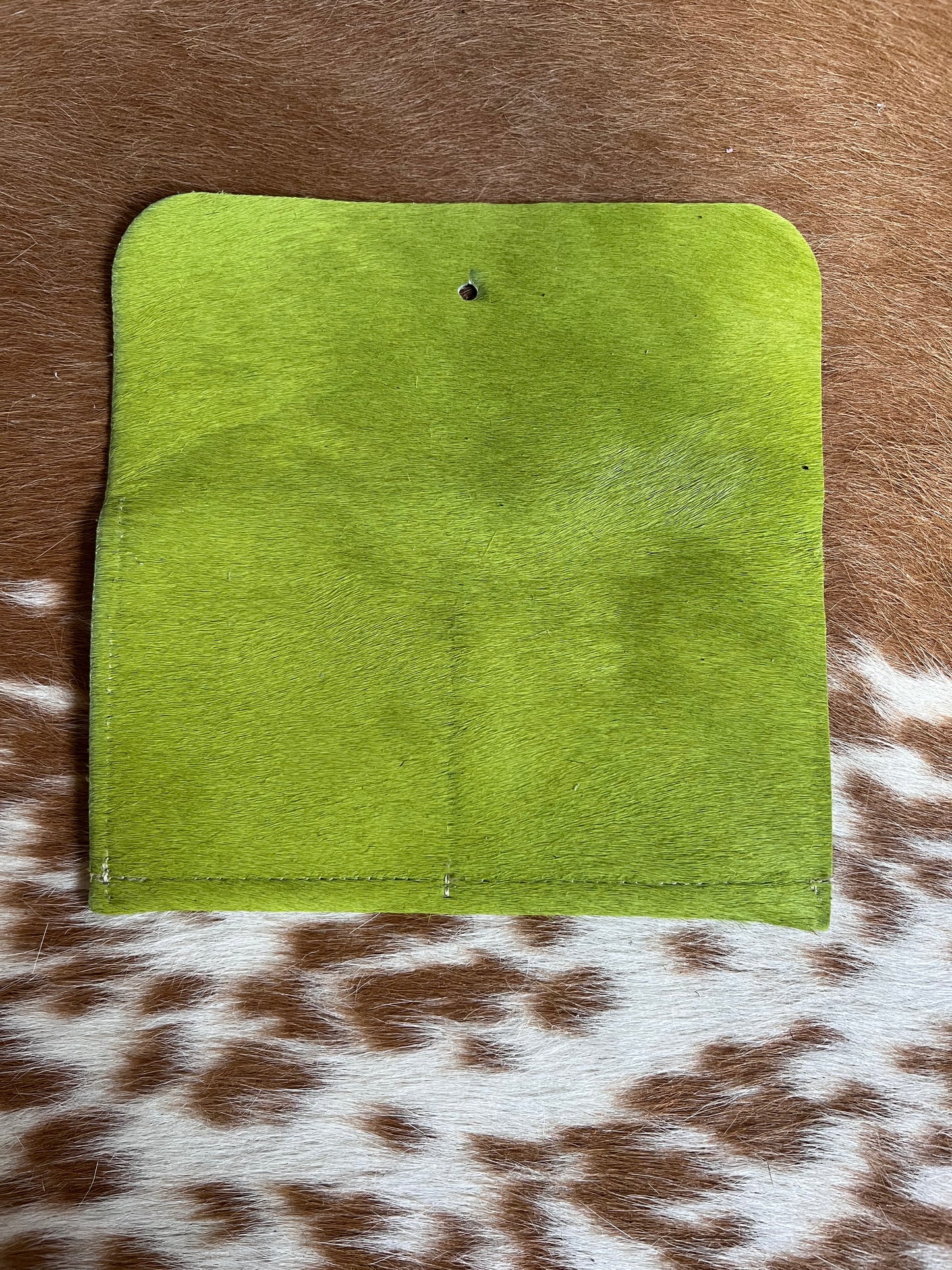 Lime Green Hair on Hide Leather Smart Phone Wallet/Mini Clutch