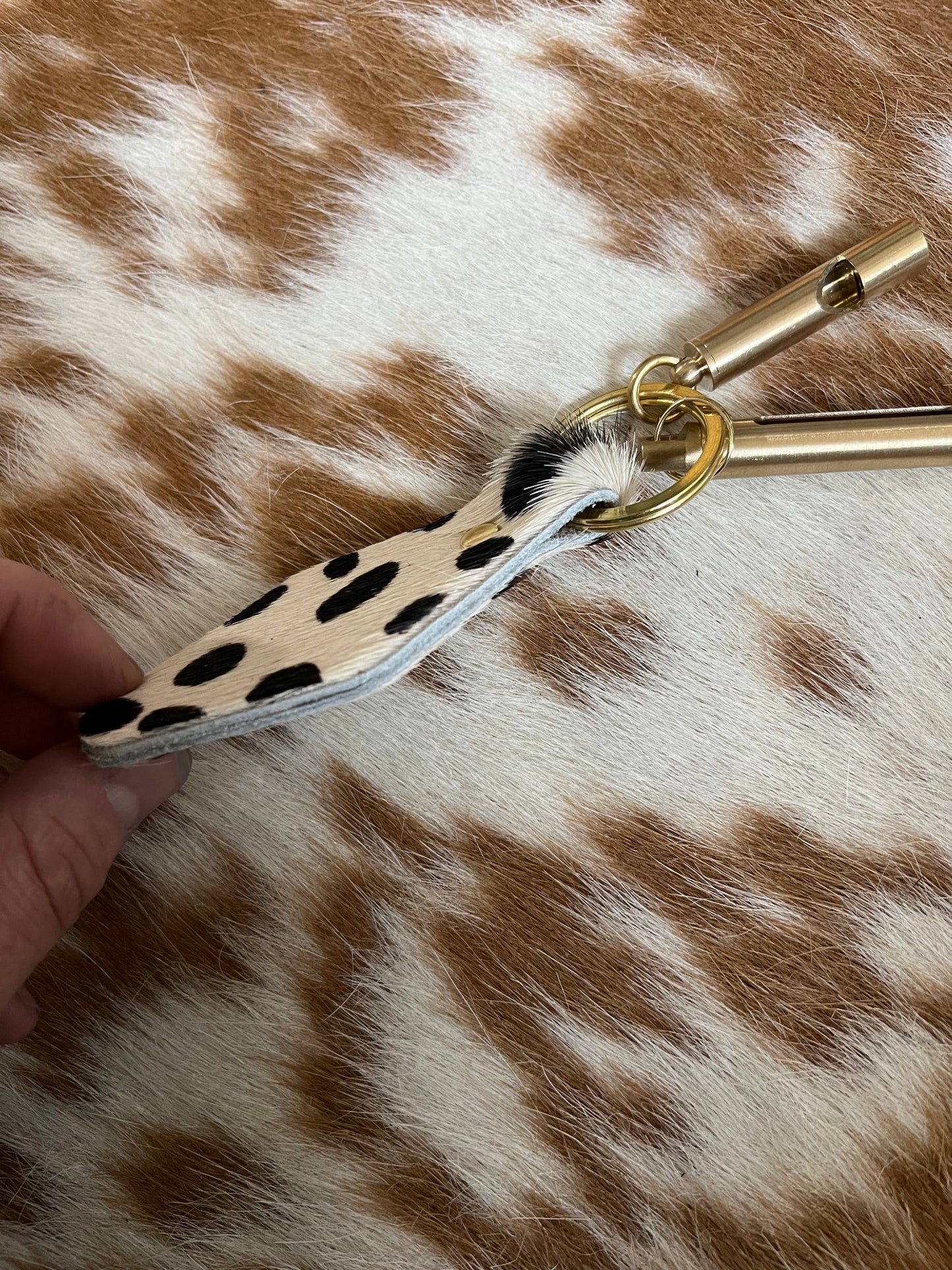 Light Cheetah Hair on Hide Leather Safety Keychain Bundle