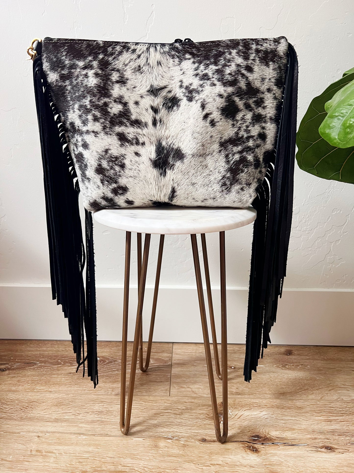 Cowhide Fringe Hair on Hide Shoulder Bag