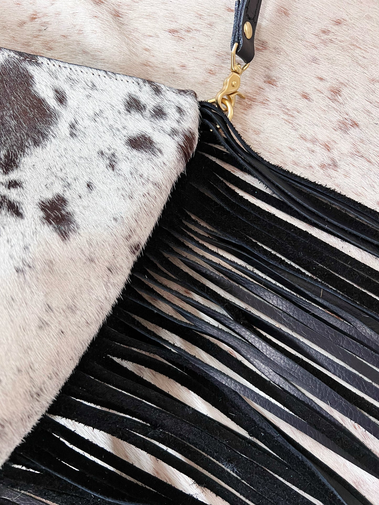 Cowhide Fringe Hair on Hide Shoulder Bag