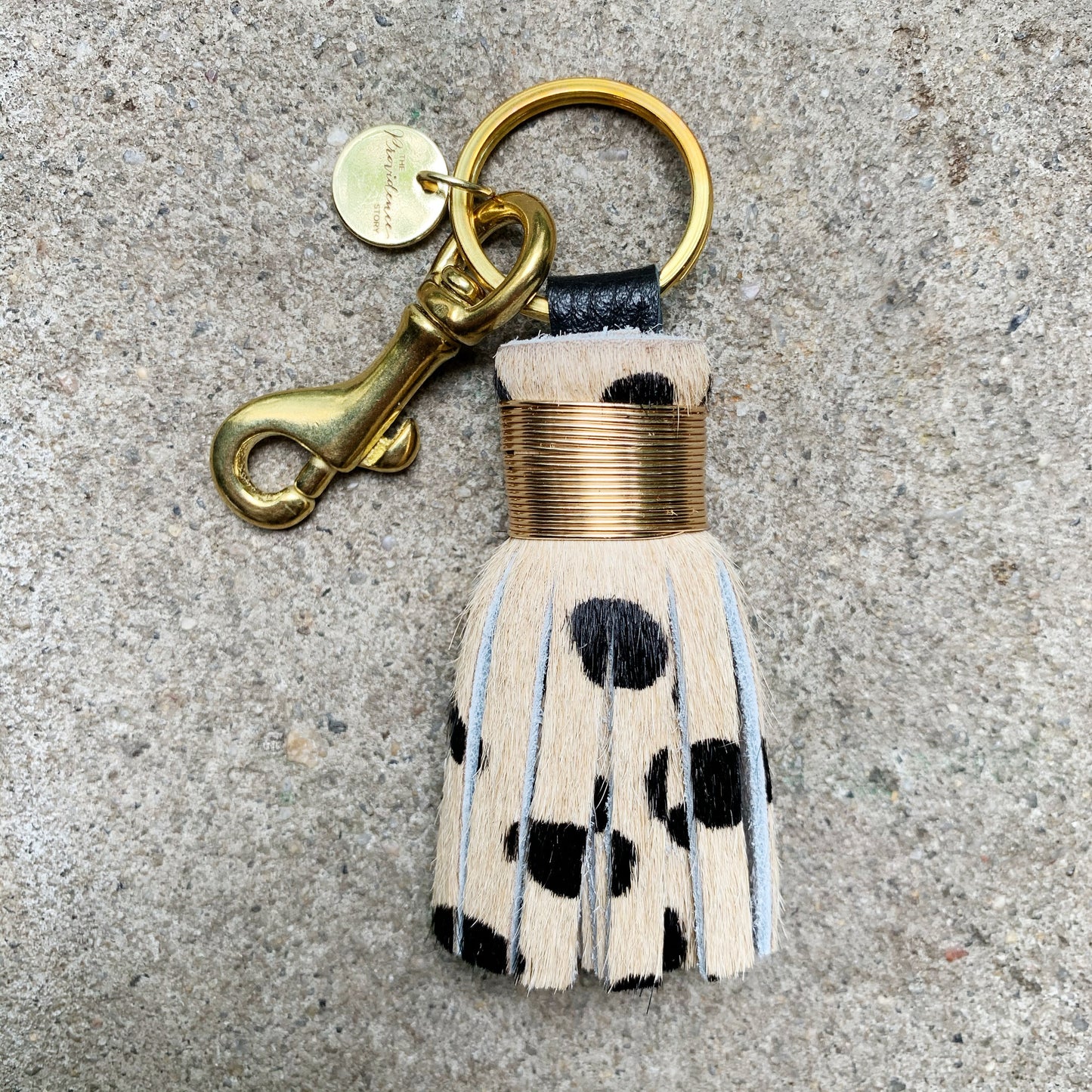 The Original Mini Cheetah Print Tassel Keychain - hair on hide leather