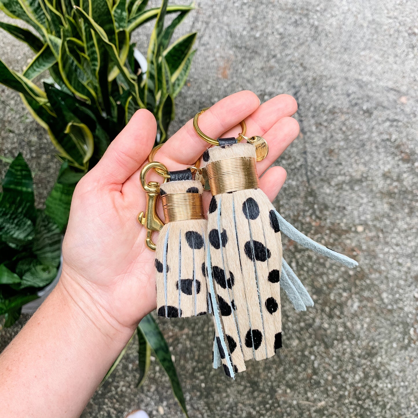 The Original Mini Cheetah Print Tassel Keychain - hair on hide leather