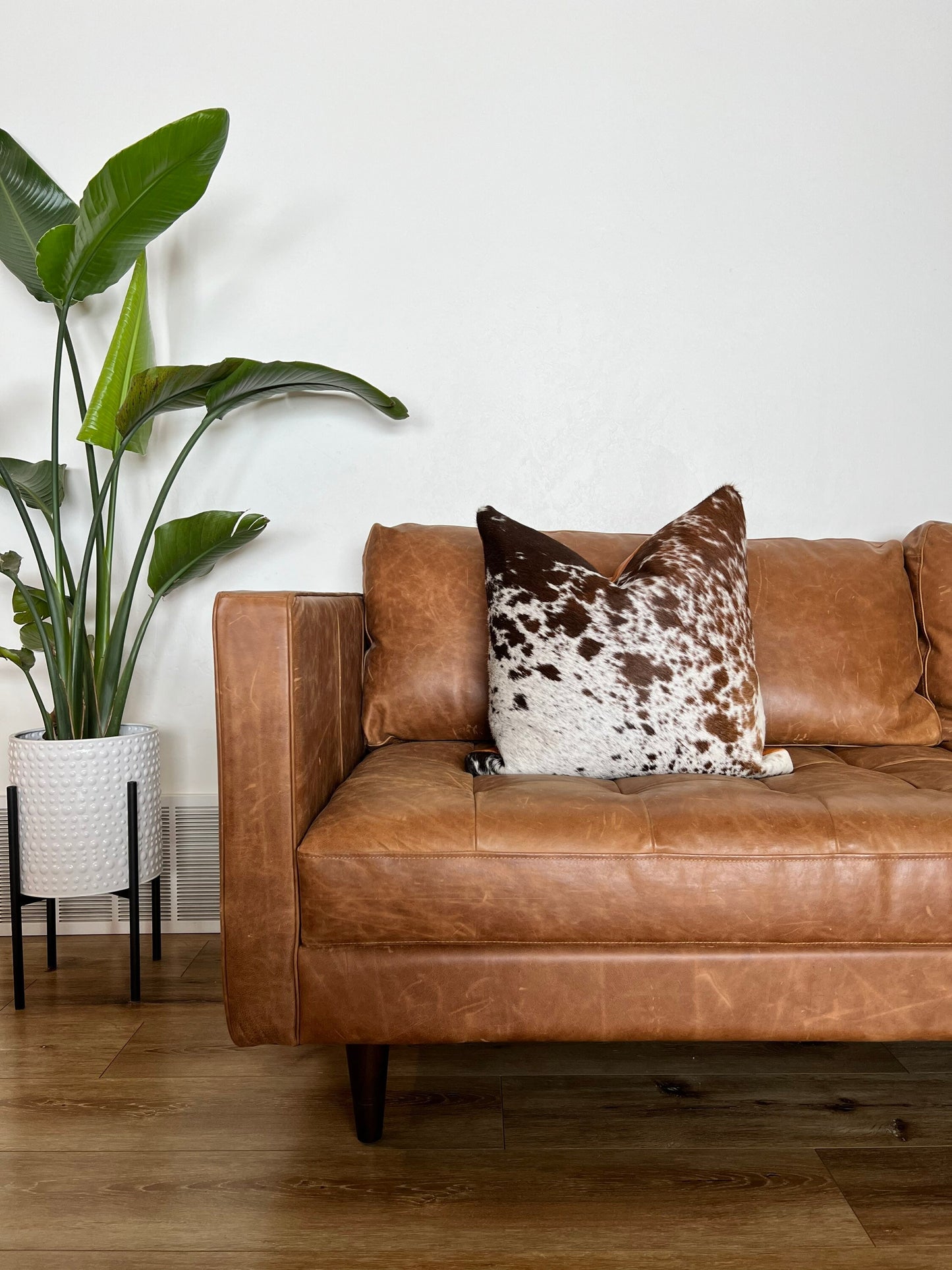Set of TWO Matching Cowhide Pillows 20x20 - Genuine Top Quality Cowhide and Top Grain Leather