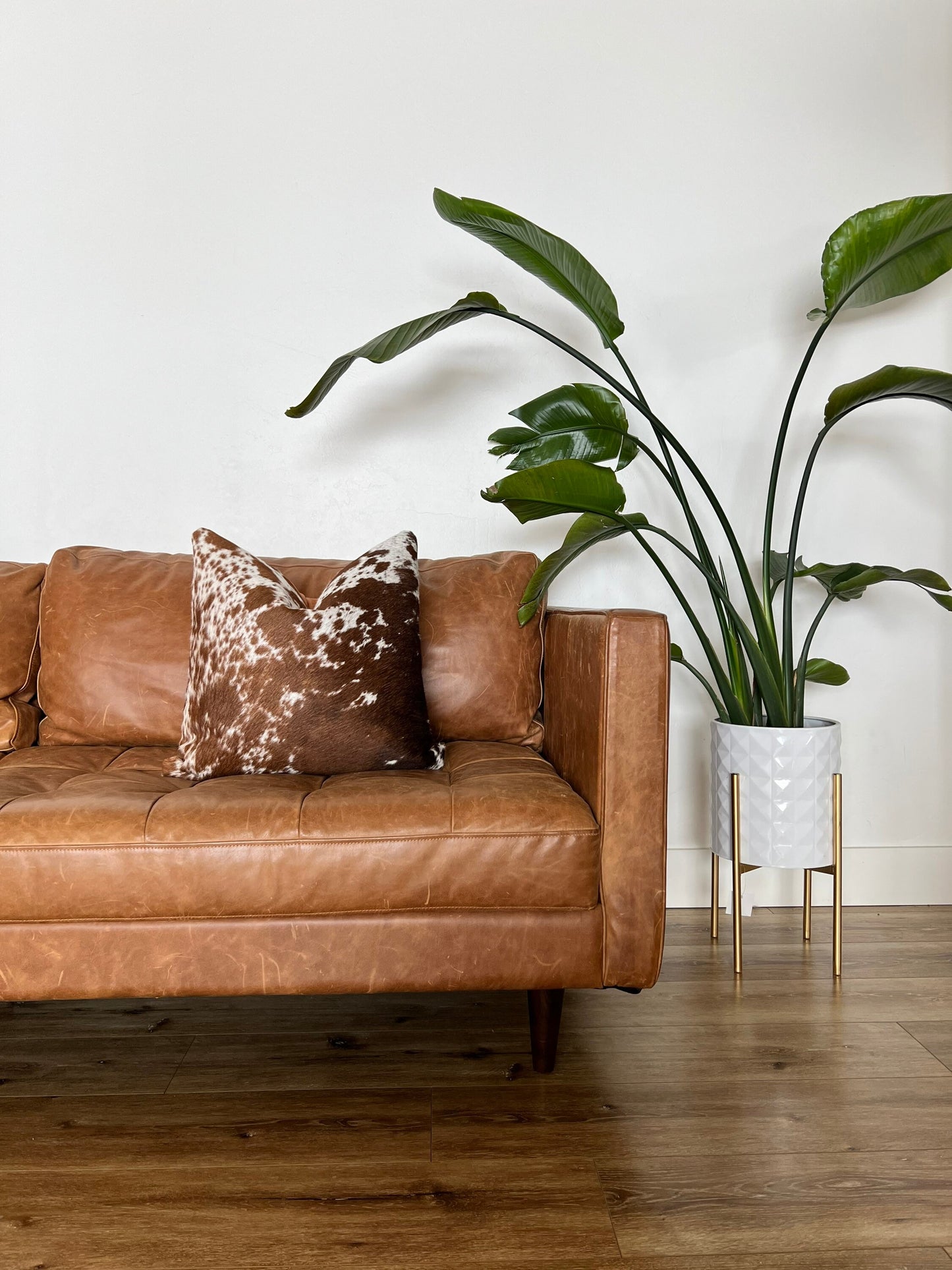 Set of TWO Matching Cowhide Pillows 20x20 - Genuine Top Quality Cowhide and Top Grain Leather