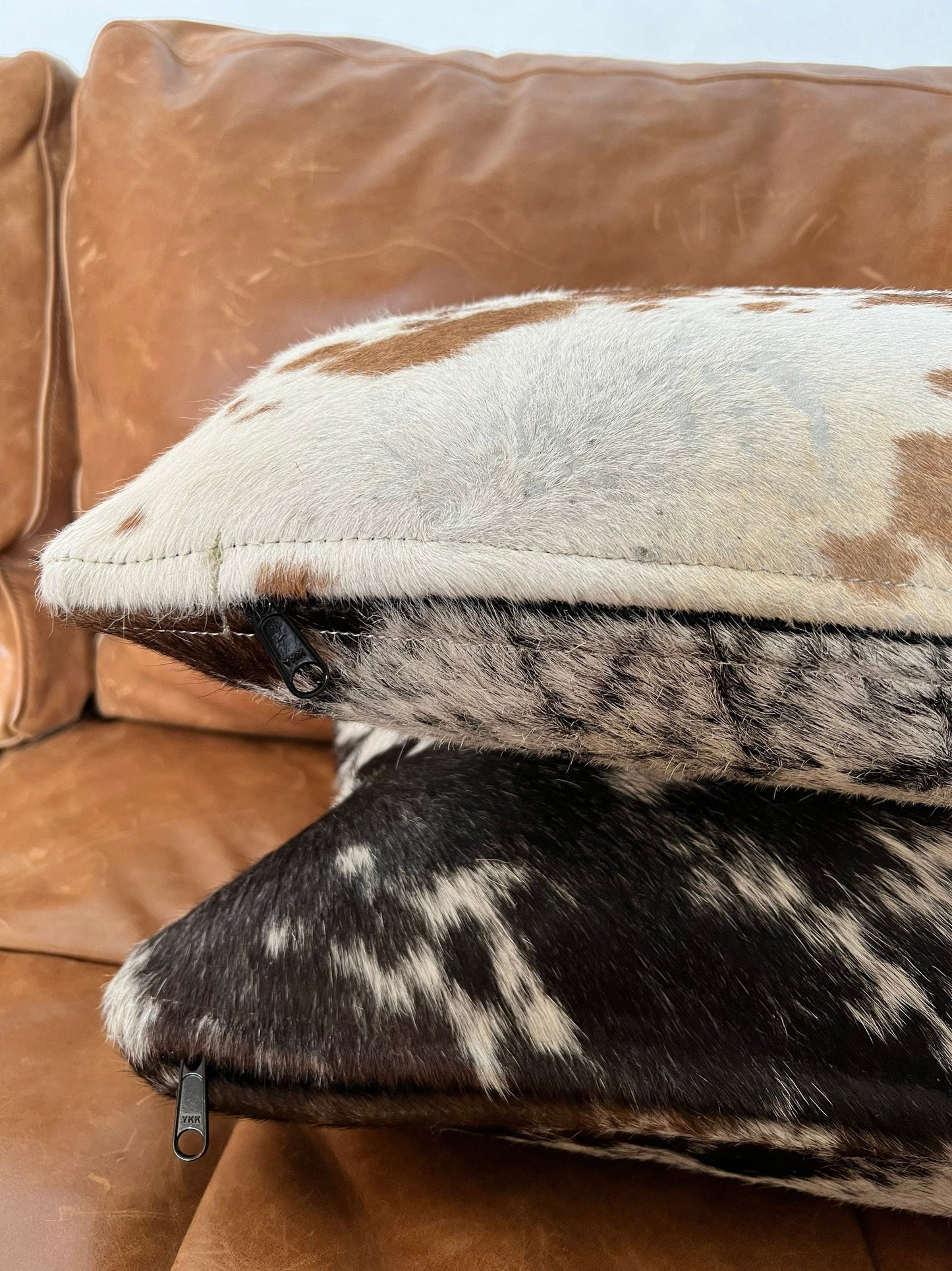 Set of TWO Double Sided Cowhide Lumbar Support Pillows