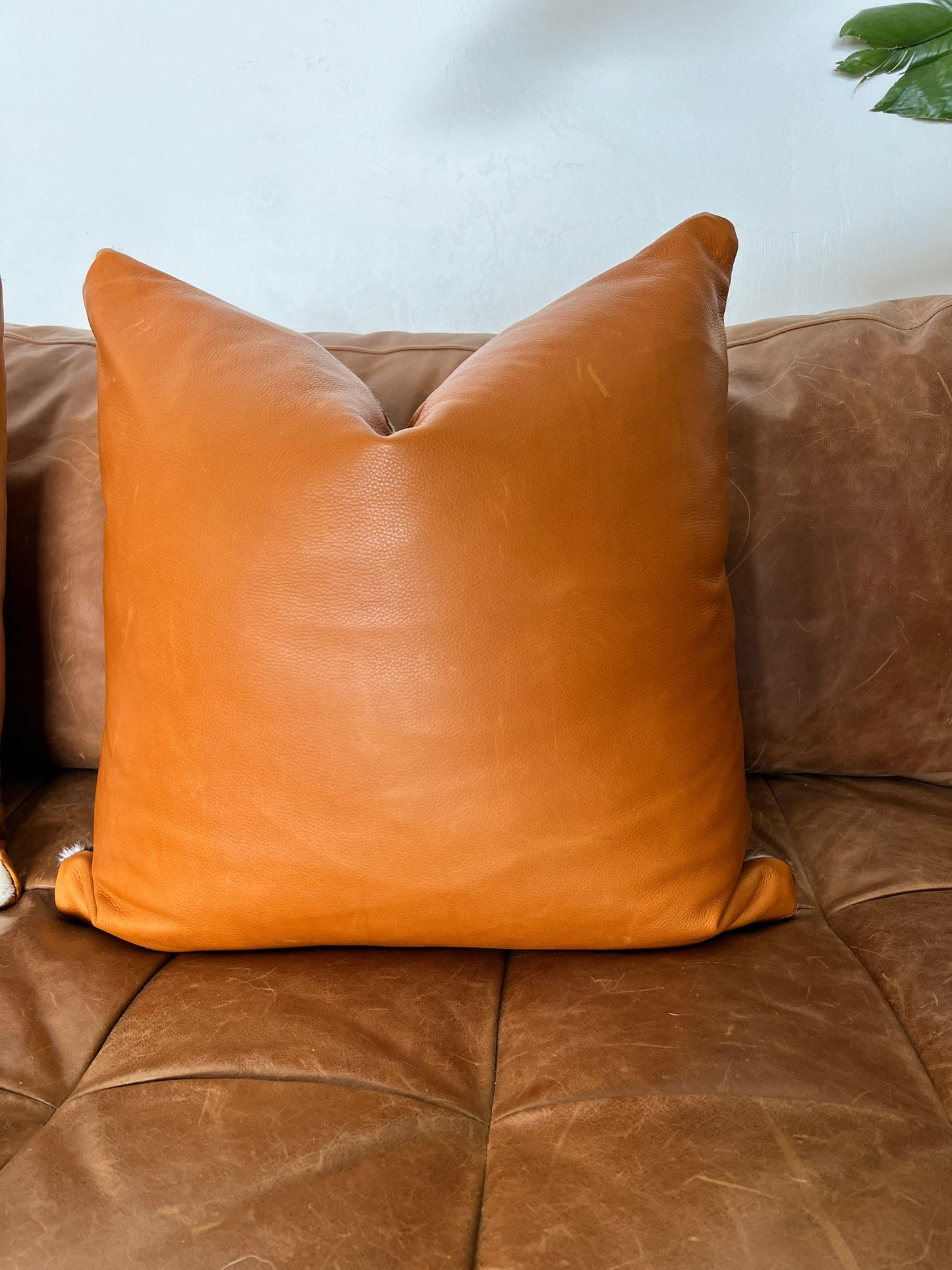 Set of TWO Matching Cowhide Pillows 20x20 - Genuine Top Quality Cowhide and Top Grain Leather