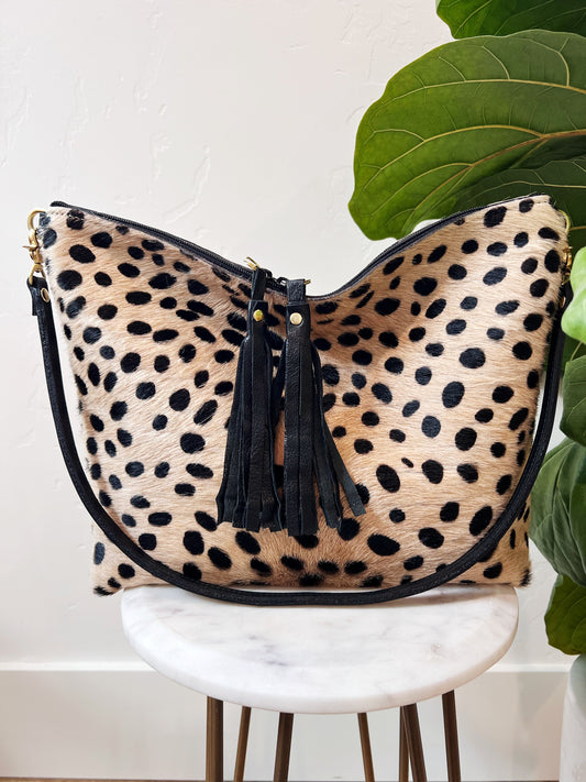 Cheetah Print Hair on Hide Shoulder Bag