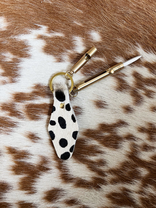 Light Cheetah Hair on Hide Leather Safety Keychain Bundle