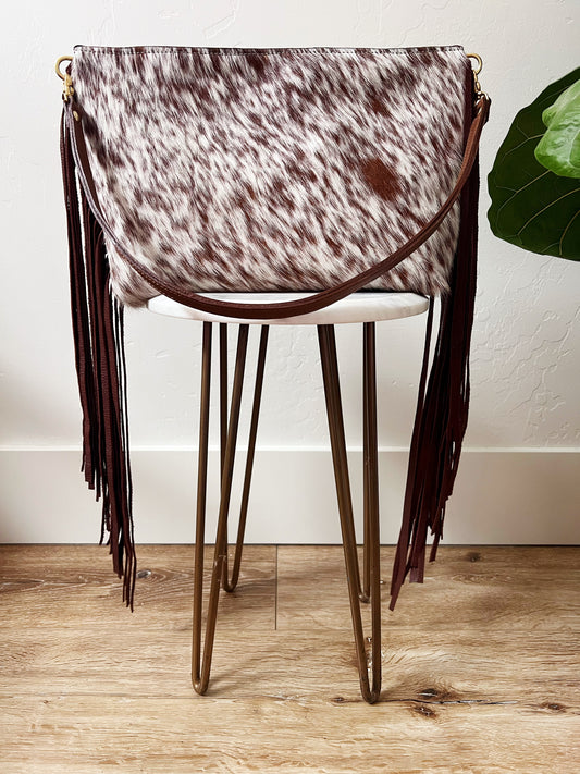 Cowhide Fringe Hair on Hide Shoulder Bag