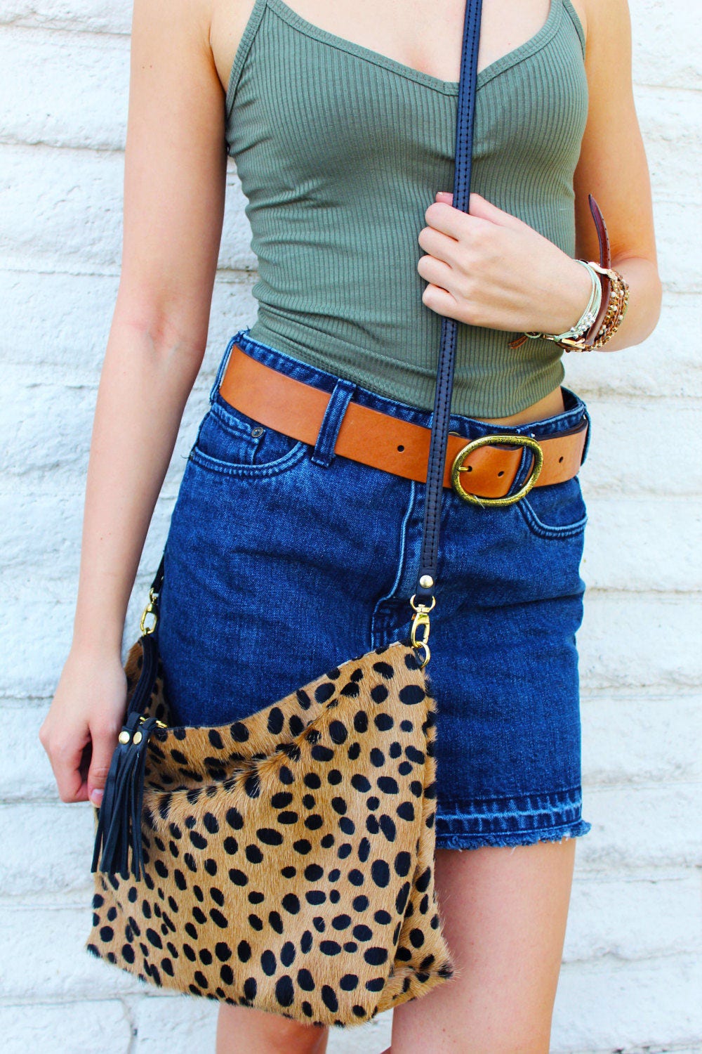 Cheetah Print Hair on Hide Shoulder Bag