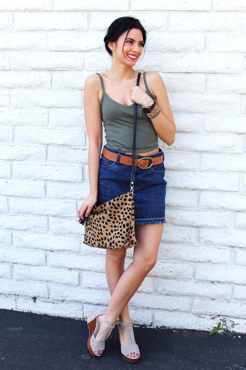 Cheetah Print Hair on Hide Shoulder Bag