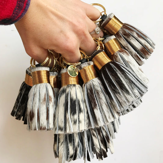 Natural hide MINI tassel keychains