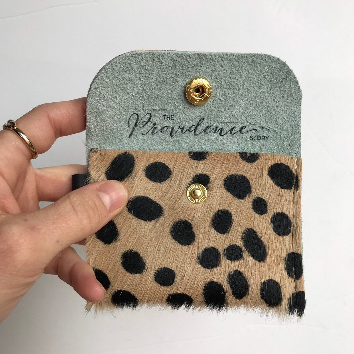 Dark Beige Cheetah Keychain Wallet - Hair on Hide Leather