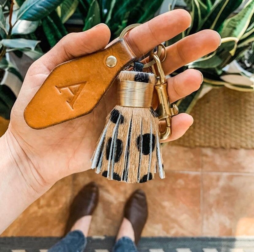 Vegetable Tanned Leather Retro Motel Keychain