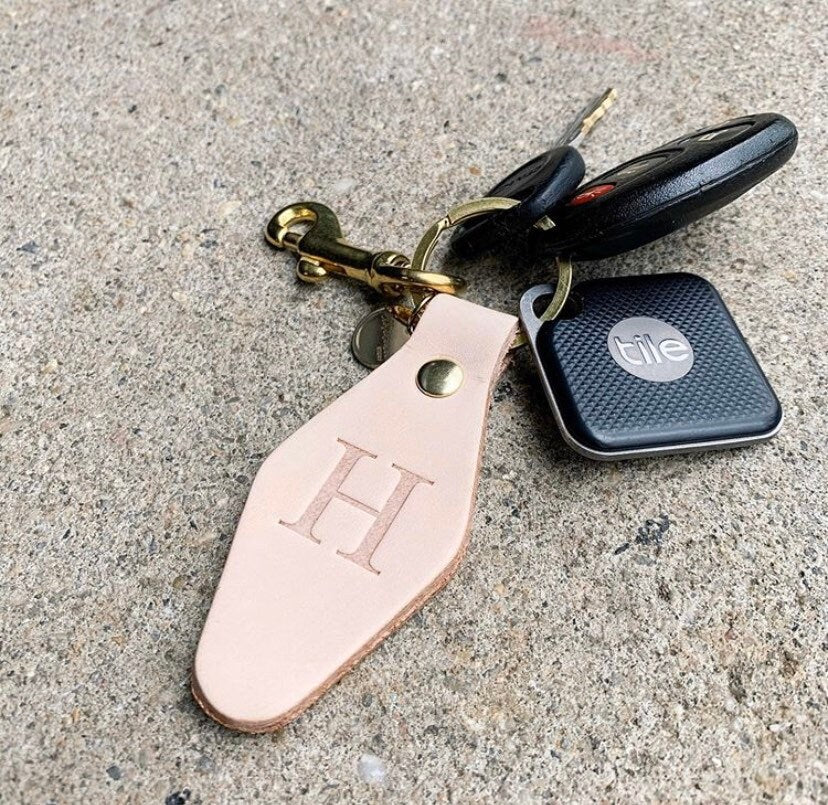 Vegetable Tanned Leather Retro Motel Keychain