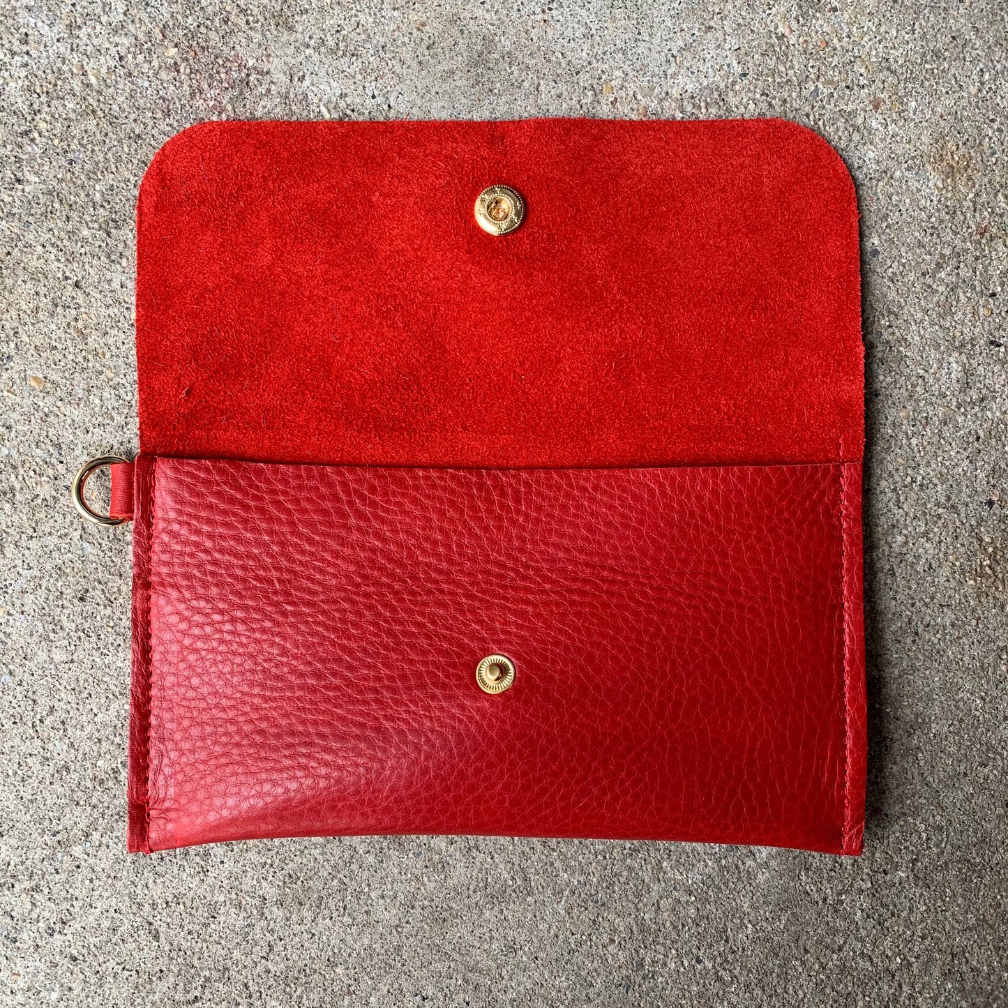 Crimson Buttery Soft Pebbled Leather Phone Wallet