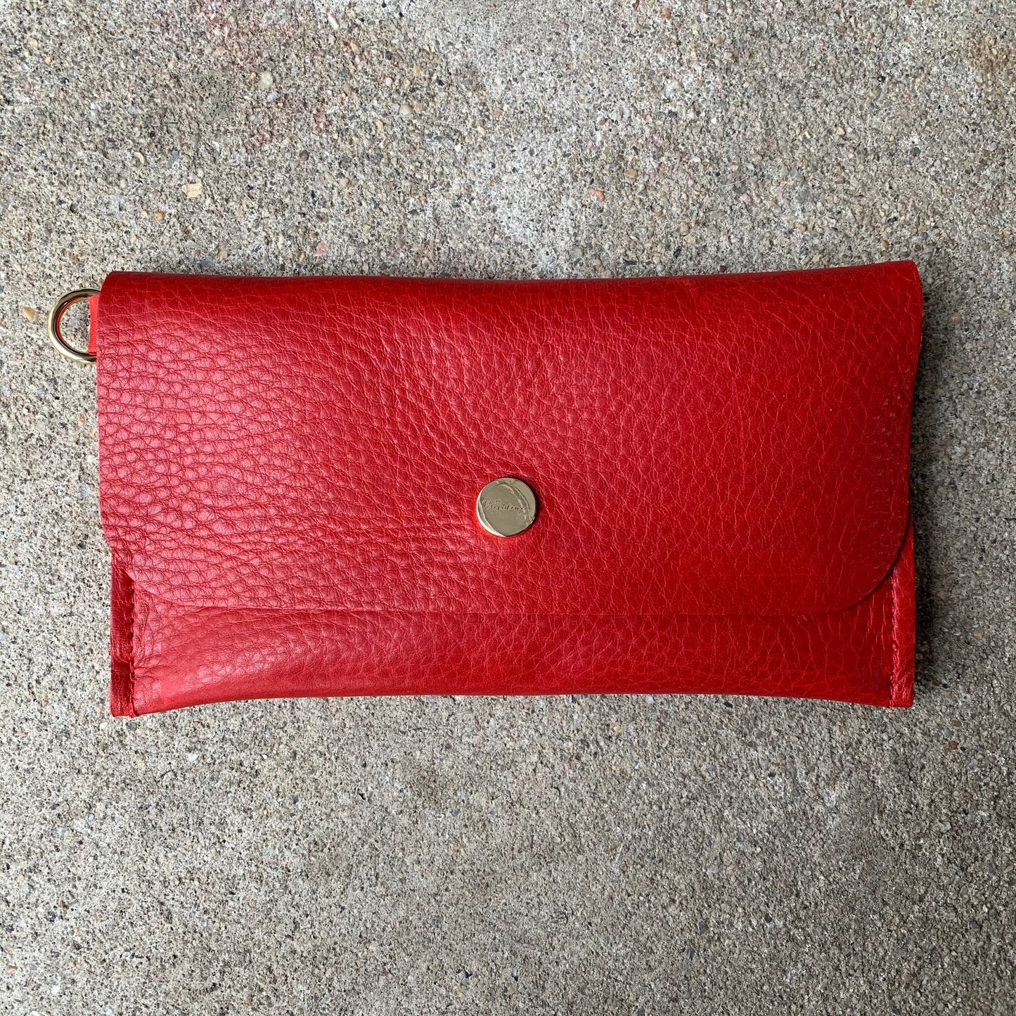 Crimson Buttery Soft Pebbled Leather Phone Wallet