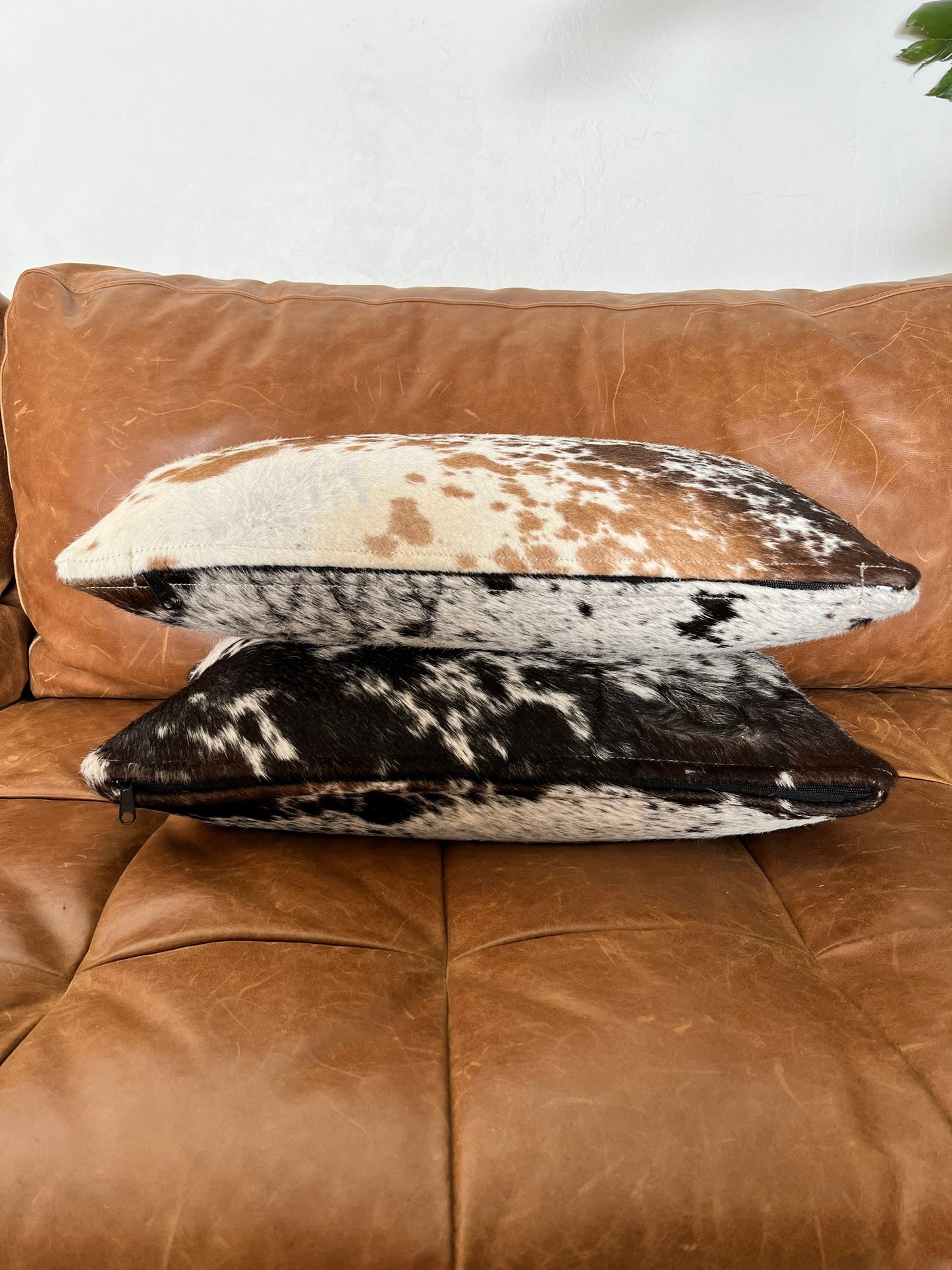 Set of TWO Double Sided Cowhide Lumbar Support Pillows